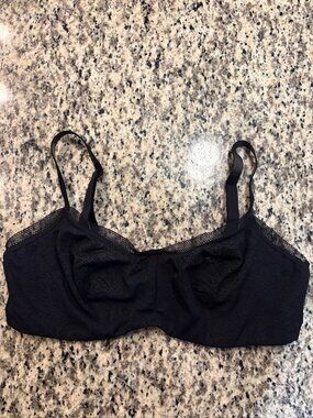 Soma Unlined Lace Balconette Bra Black 38DD Underwire Sheer